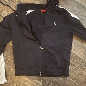 EUC Navy Blue with White Stripe Puma Hoodie Sz Medium